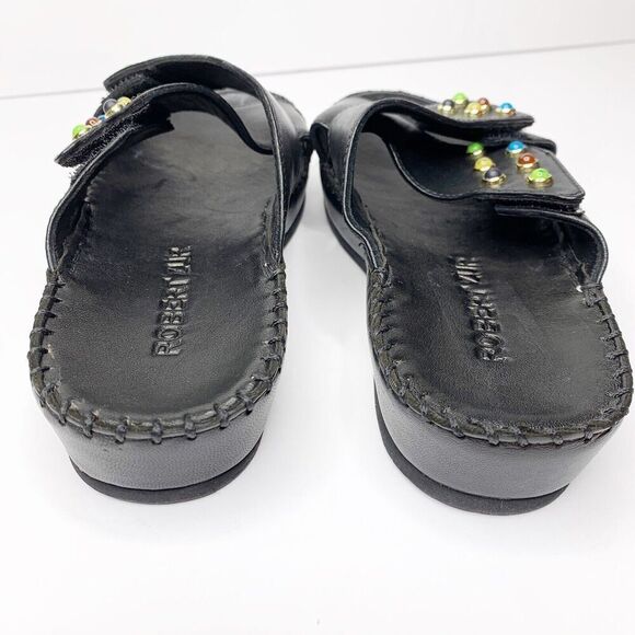 NEW Robert Zur Criss Cross Platform Slides 5.5 Sandals Black Leather Soft $285 - Picture 5 of 8